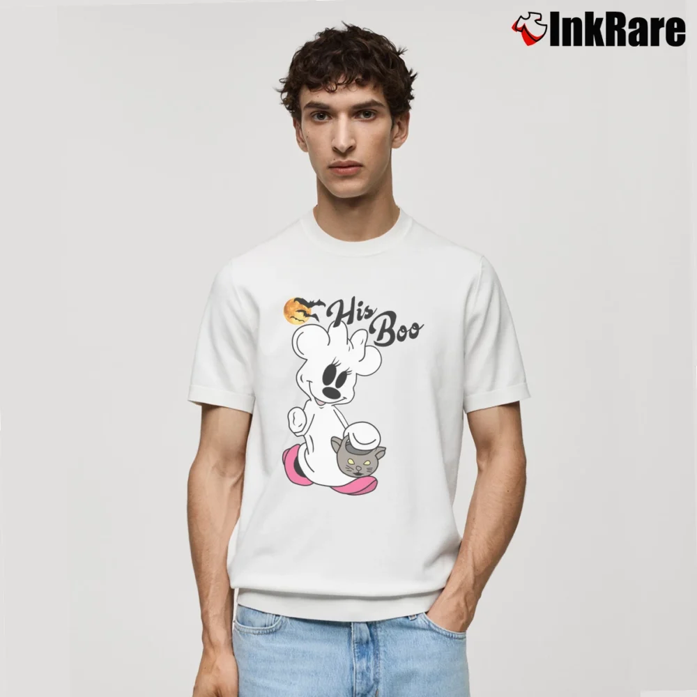 Men’s Disney Halloween Couples Her Boo His Boo Mickey Minnie Classic T-Shirt in white | Soft, Breathable Everyday Wear