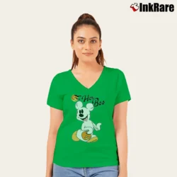 Women’s Disney Halloween Couples Her Boo His Boo Mickey Minnie V-Neck Tee in irish green | Chic Neckline, Soft Texture