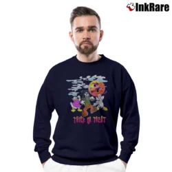 Men’s Disney Halloween Mickey Minnie Mouse Trick Or Treat Crewneck Sweatshirt in navy | Cozy Fabric, Clean Style