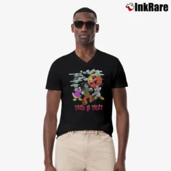 Men’s Disney Halloween Mickey Minnie Mouse Trick Or Treat V-Neck Tee in black | Sharp, Breathable, Everyday Staple