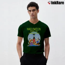 Men’s Disney Halloween Oct 31st Mickey Donald Goofy Costume V-Neck Tee in forest green | Sharp, Breathable, Everyday Staple