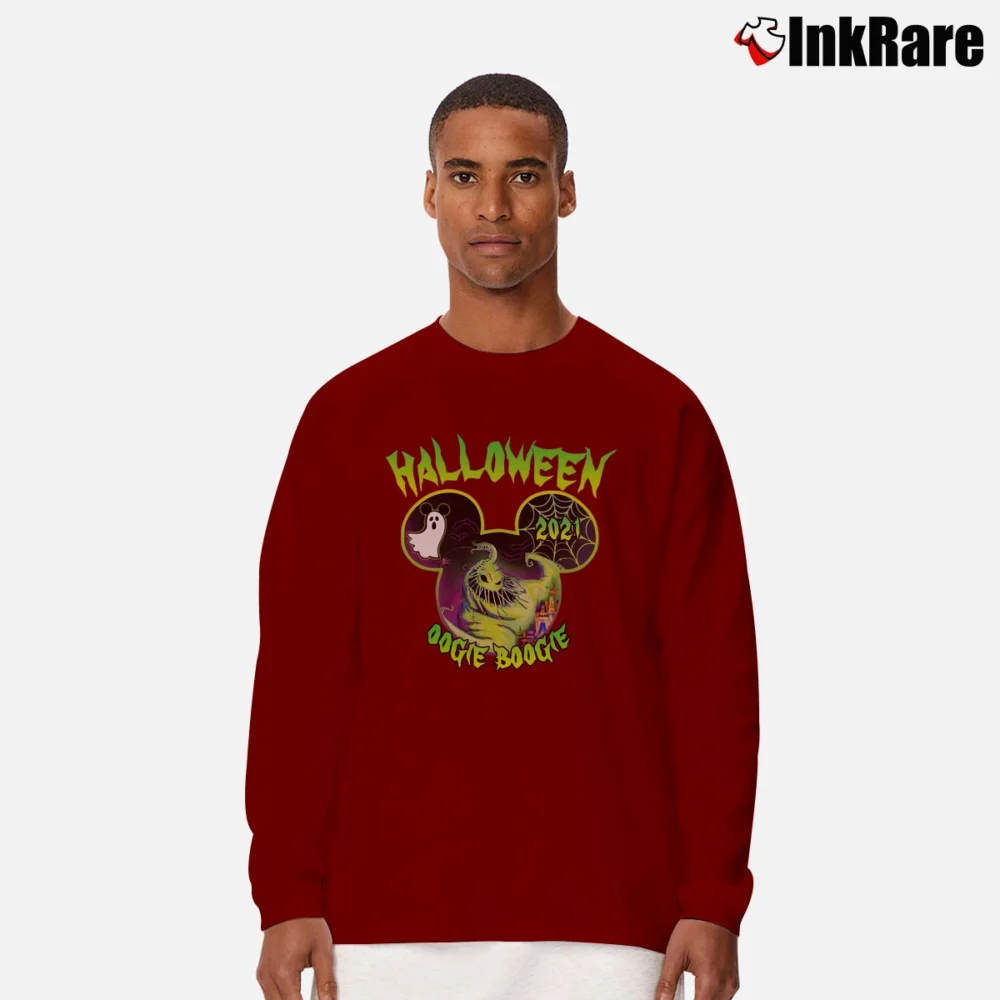 Men’s Disney Halloween Oogie Boogie Bash Mickey Head Long-Sleeve Shirt in maroon | Sleek, Lightweight, Year-Round Wear