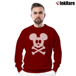 Men’s Disney Halloween Pirates Of The Caribbean Mickey Mouse Crewneck Sweatshirt in maroon | Cozy Fabric, Clean Style