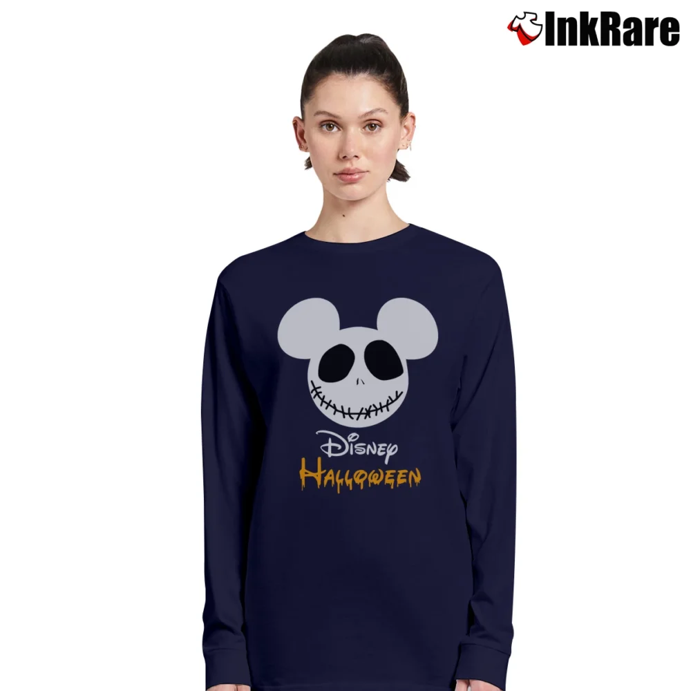 Women’s Disney Halloween Skeleton Mickey Mouse Family Matching Mickey Long-Sleeve Top in navy | Sleek, Versatile, All-Season