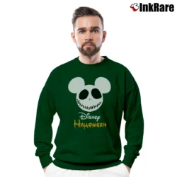 Men’s Disney Halloween Skeleton Mickey Mouse Family Matching Mickey Crewneck Sweatshirt in forest green | Cozy Fabric, Clean Style