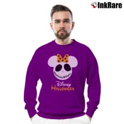 Men’s Disney Halloween Skeleton Mickey Mouse Family Matching Minnie Crewneck Sweatshirt in purple | Cozy Fabric, Clean Style