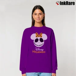Women’s Disney Halloween Skeleton Mickey Mouse Family Matching Minnie Relaxed Sweatshirt in purple | Soft, Laid-Back Vibe