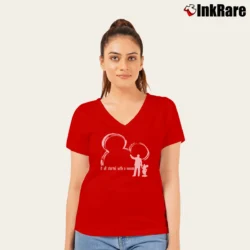 Women’s Disney It All Started With A Mouse V-Neck Tee in red | Chic Neckline, Soft Texture