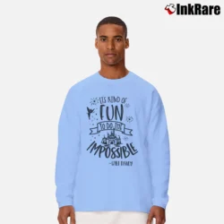 Men’s Disney It's Kind Of Fun To Do The Impossible Quote Long-Sleeve Shirt in light blue | Sleek, Lightweight, Year-Round Wear