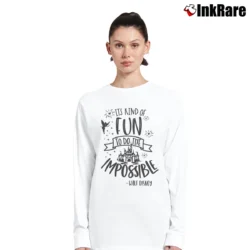 Women’s Disney It's Kind Of Fun To Do The Impossible Quote Long-Sleeve Top in white | Sleek, Versatile, All-Season