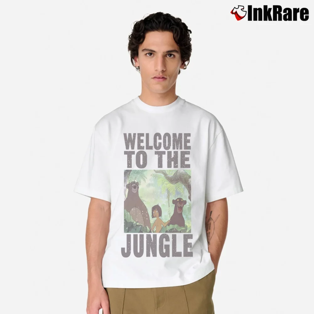 Men’s Disney Jungle Book Welcome To The Jungle Classic T-Shirt in white | Soft, Breathable Everyday Wear