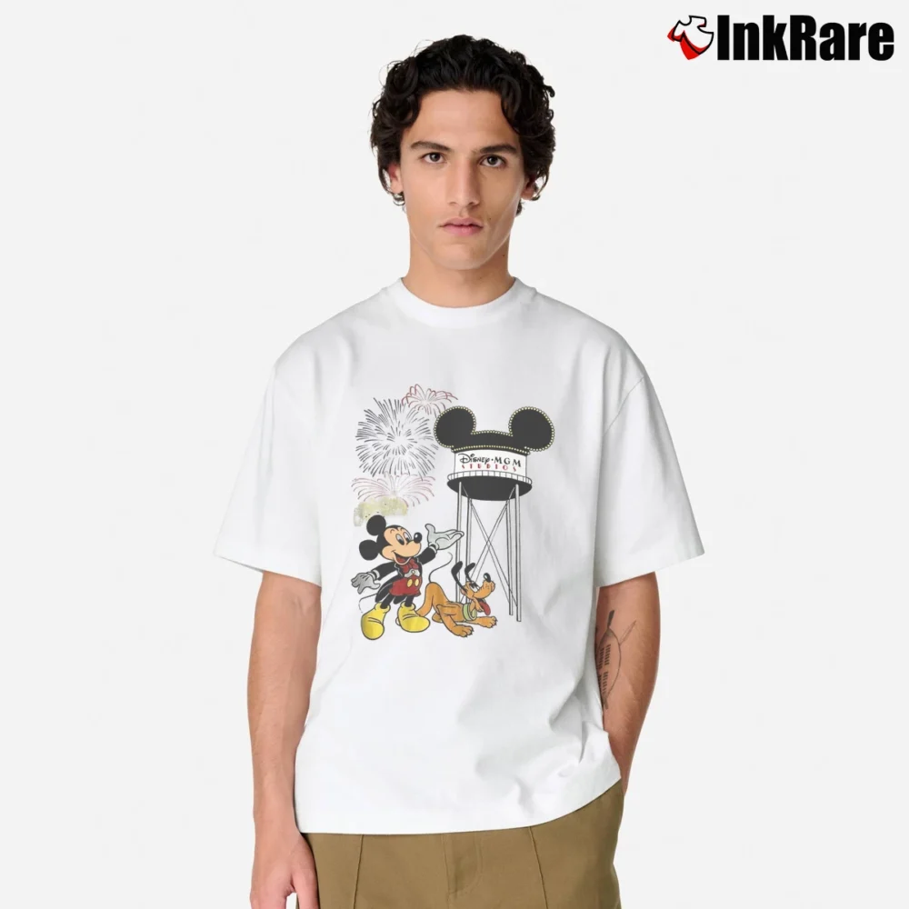 Men’s Disney MGM Mickey Pluto Graphic Classic T-Shirt in white | Soft, Breathable Everyday Wear