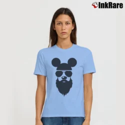 Women’s Disney Mickey Beard Sunglasses Graphic Vintage Signature T-Shirt in light blue | Soft, Flattering Fit