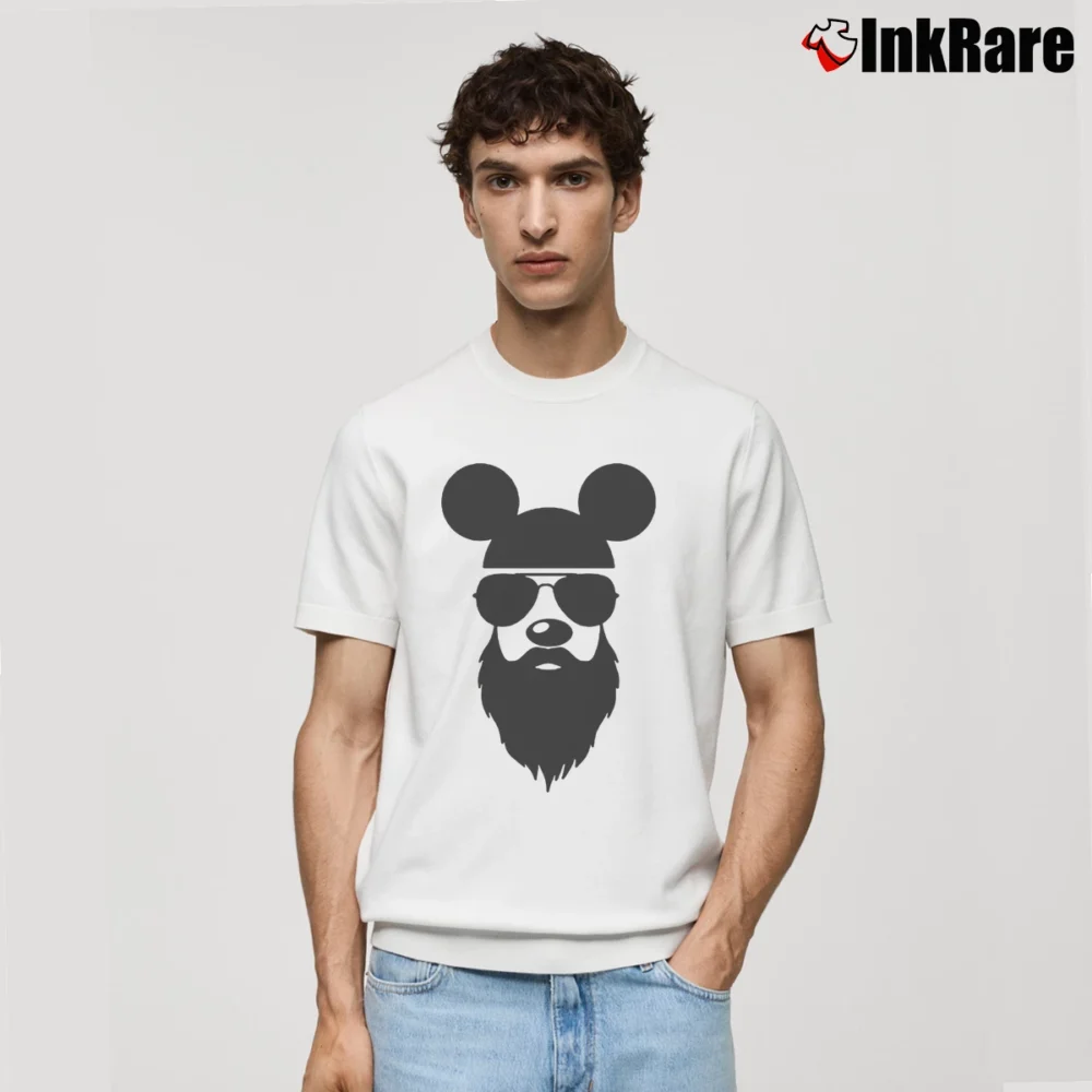 Men’s Disney Mickey Beard Sunglasses Graphic Vintage Classic T-Shirt in white | Soft, Breathable Everyday Wear