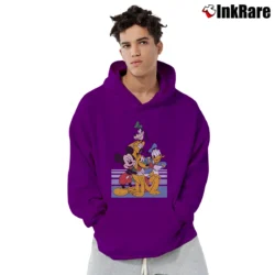 Men’s Disney Mickey Donald Goofy Pluto Group Pose Pullover Hoodie in purple | Cozy, Durable, Modern Fit