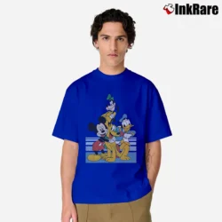 Men’s Disney Mickey Donald Goofy Pluto Group Pose Classic T-Shirt in royal blue | Soft, Breathable Everyday Wear
