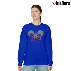 Women’s Disney Mickey Donald Goofy Sunset Graphic Relaxed Sweatshirt in royal blue | Soft, Laid-Back Vibe