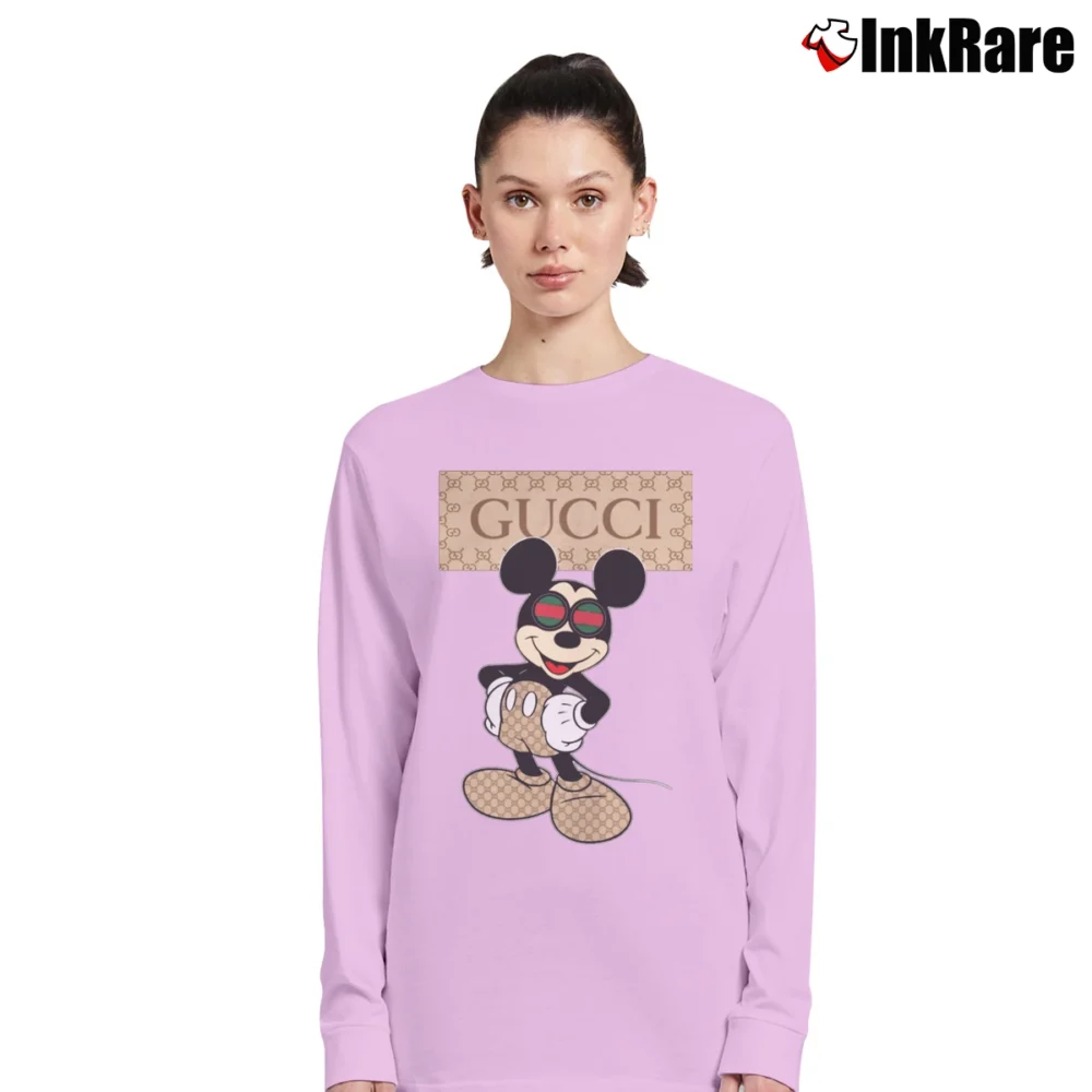 Women’s Disney Mickey Gucci Style Long-Sleeve Top in light pink | Sleek, Versatile, All-Season