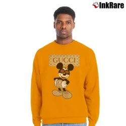 Men’s Disney Mickey Gucci Style Crewneck Sweatshirt in orange | Cozy Fabric, Clean Style