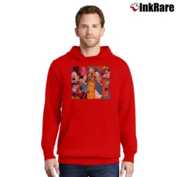 Men’s Disney Mickey Minnie Pluto Donald Goofy Funny Graphic Pullover Hoodie in red | Cozy, Durable, Modern Fit