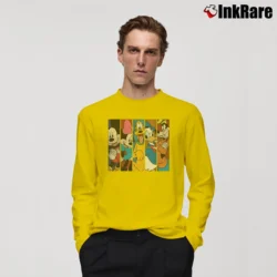 Men’s Disney Mickey Minnie Pluto Donald Goofy Funny Graphic Long-Sleeve Shirt in yellow | Sleek, Lightweight, Year-Round Wear