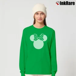 Women’s Disney Mickey Minnie Speckled Ribbon Cute Long-Sleeve Top in irish green | Sleek, Versatile, All-Season