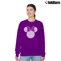 Women’s Disney Mickey Minnie Speckled Ribbon Cute Relaxed Sweatshirt in purple | Soft, Laid-Back Vibe