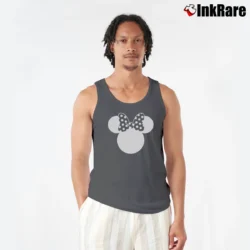 Men’s Disney Mickey Minnie Speckled Ribbon Cute Tank Top in charcoal | Breathable, Active-Friendly Design