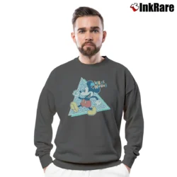 Men’s Disney Mickey Mouse 90s Nostalgia Retro Crewneck Sweatshirt in charcoal | Cozy Fabric, Clean Style