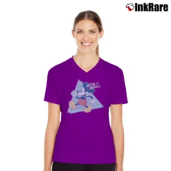 Women’s Disney Mickey Mouse 90s Nostalgia Retro V-Neck Tee in purple | Chic Neckline, Soft Texture
