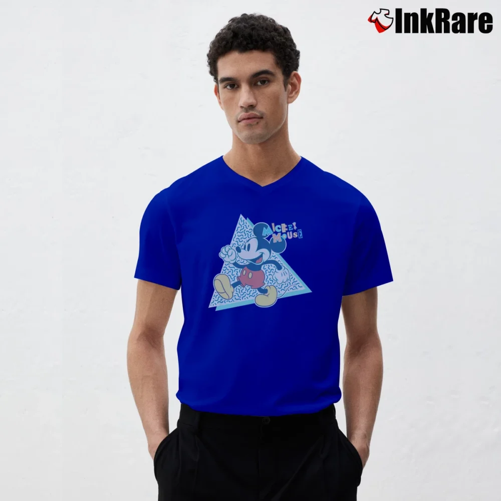 Men’s Disney Mickey Mouse 90s Nostalgia Retro V-Neck Tee in royal blue | Sharp, Breathable, Everyday Staple