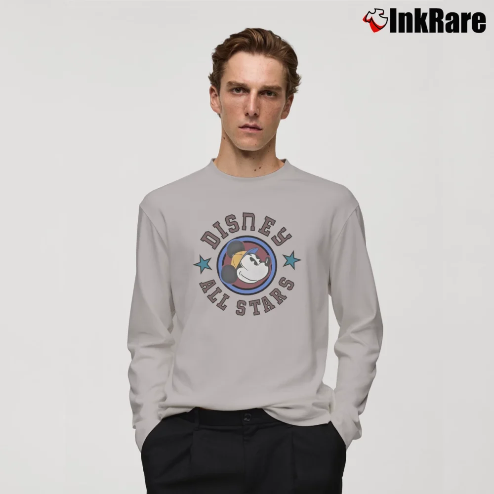 Men’s Disney Mickey Mouse All Star Baseball Long-Sleeve Shirt in sport grey | Sleek, Lightweight, Year-Round Wear