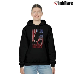 Women’s Disney Mickey Mouse American Flag 1928 Graphic Cozy Hoodie in black | Warm, Structured, Stylish