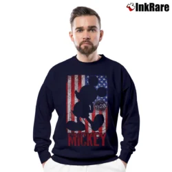 Men’s Disney Mickey Mouse American Flag 1928 Graphic Crewneck Sweatshirt in navy | Cozy Fabric, Clean Style
