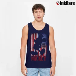 Men’s Disney Mickey Mouse American Flag 1928 Graphic Tank Top in navy | Breathable, Active-Friendly Design