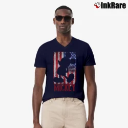 Men’s Disney Mickey Mouse American Flag 1928 Graphic V-Neck Tee in navy | Sharp, Breathable, Everyday Staple