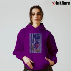 Women’s Disney Mickey Mouse American Flag Funny Graphic Cozy Hoodie in purple | Warm, Structured, Stylish