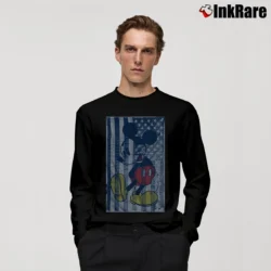 Men’s Disney Mickey Mouse American Flag Funny Graphic Long-Sleeve Shirt in black | Sleek, Lightweight, Year-Round Wear