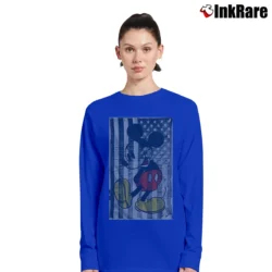 Women’s Disney Mickey Mouse American Flag Funny Graphic Long-Sleeve Top in royal blue | Sleek, Versatile, All-Season