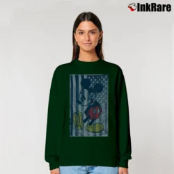 Women’s Disney Mickey Mouse American Flag Funny Graphic Relaxed Sweatshirt in forest green | Soft, Laid-Back Vibe