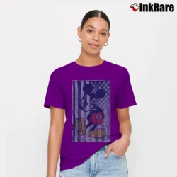 Women’s Disney Mickey Mouse American Flag Funny Graphic Signature T-Shirt in purple | Soft, Flattering Fit