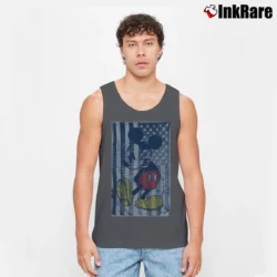 Men’s Disney Mickey Mouse American Flag Funny Graphic Tank Top in charcoal | Breathable, Active-Friendly Design