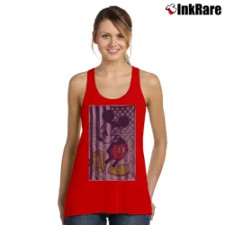 Women’s Disney Mickey Mouse American Flag Funny Graphic Tank Top in red | Lightweight, Movement-Friendly