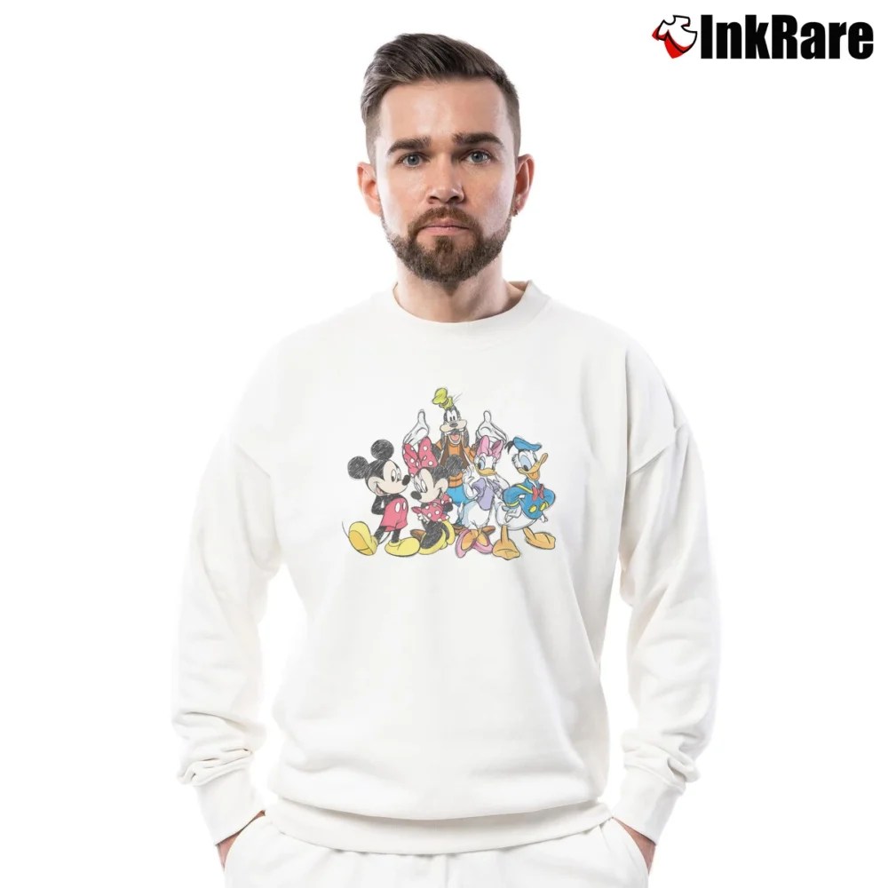 Men’s Disney Mickey Mouse And Friends Crewneck Sweatshirt in white | Cozy Fabric, Clean Style