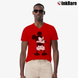 Men’s Disney Mickey Mouse Angry V-Neck Tee in red | Sharp, Breathable, Everyday Staple