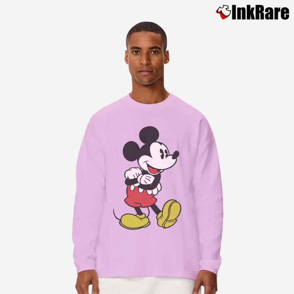 Men’s Disney Mickey Mouse Arms Crossed Long-Sleeve Shirt in light pink | Sleek, Lightweight, Year-Round Wear