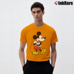 Men’s Disney Mickey Mouse Arms Crossed V-Neck Tee in orange | Sharp, Breathable, Everyday Staple