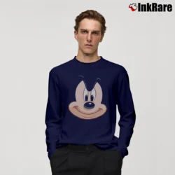 Men’s Disney Mickey Mouse Big Face Smile Long-Sleeve Shirt in navy | Sleek, Lightweight, Year-Round Wear