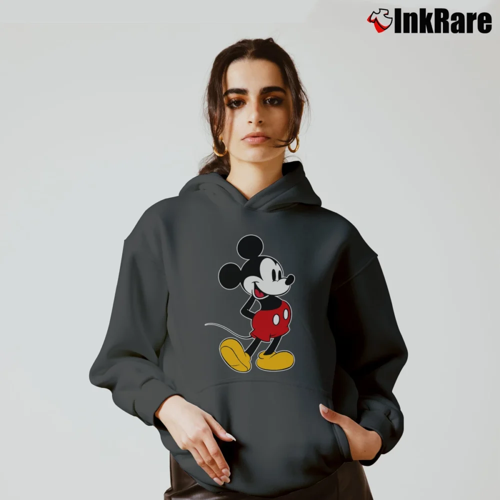 Women’s Disney Mickey Mouse Classic Pose Cozy Hoodie in charcoal | Warm, Structured, Stylish