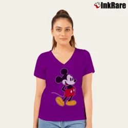 Women’s Disney Mickey Mouse Classic Pose V-Neck Tee in purple | Chic Neckline, Soft Texture